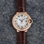 TW Factory Cartier 33*10MM NH05 Movement Sapphire Glass Leather Strap Couple Watch